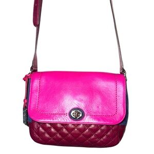 Coach Park Quilted Crossbody Bag Custom Hand Painted Fuchsia Navy Burgundy
